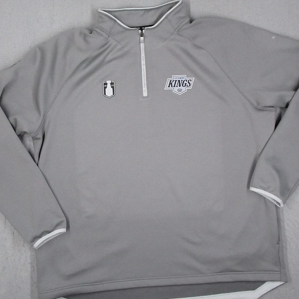 Fanatics Authentic Pro Los Angeles Kings Mens 2XL Gray Quarter Zip Pullover NHL